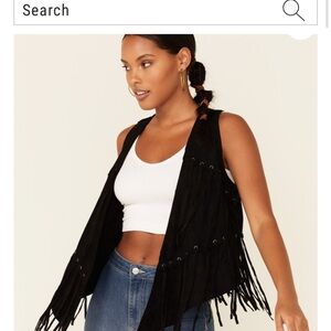 NWT Vocal Faux Suede Open Fringe Vest